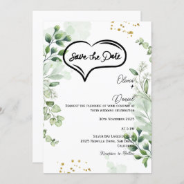 Greenery Rustic Save The Date Invitation Inbjudningar