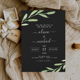 Greenery Rustic Simple Elegant bröllop Inbjudningar