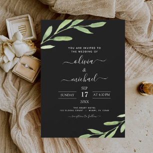 Greenery Rustic Simple Elegant bröllop Inbjudningar