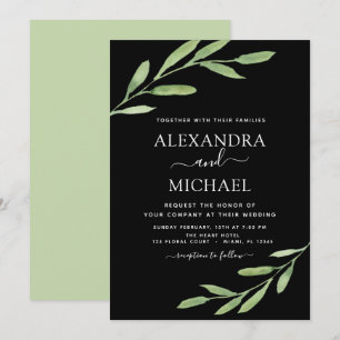 Greenery Rustic Simple Elegant Watercolor Bröllop Inbjudningar