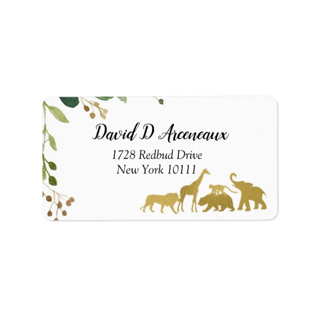 Greenery Safari Animal Address Label Adressetikett (Framsidan)