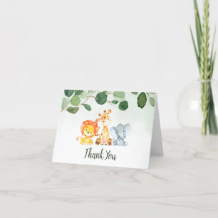 Greenery Safari Animals Baby Shower Tack för ditt Kort