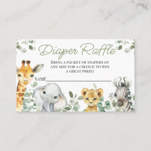 Greenery Safari Baby Shower Diaper Raffle Insert Visitkort