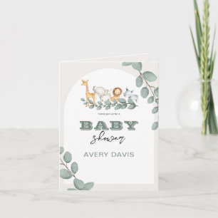Greenery Safari Baby Shower Folded Inbjudan