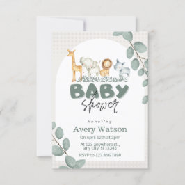 Greenery Safari Baby Shower-inbjudan Inbjudningar