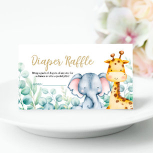 Greenery Safari Jungle Animals Diaper Raffle Card Tilläggskort