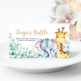 Greenery Safari Jungle Animals Diaper Raffle Card Tilläggskort