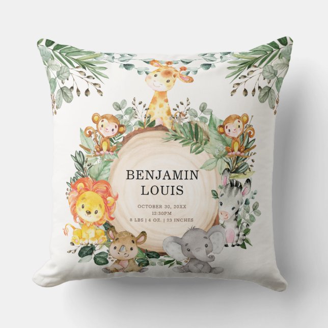 Greenery Safari Jungle Baby djur Nursery Decor Kudde (Framsida)