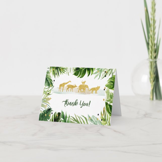 Greenery Safari Jungle Baby Shower Tack för ditt k Kort (Framsida)