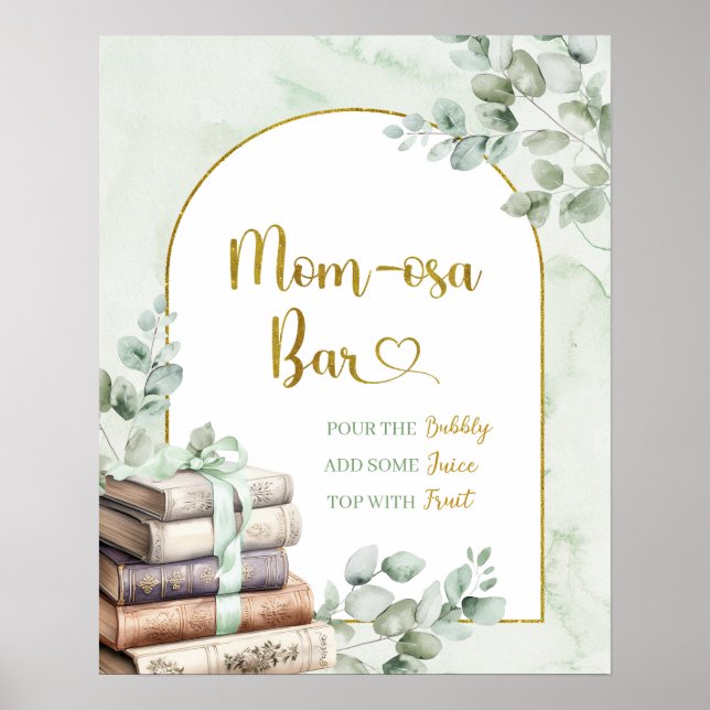 Greenery Sage Storybook Baby Shower Mamma-osa Post Poster (Framsidan)