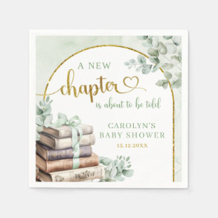 Greenery Sage Storybook Baby Shower Pappra Napkins Pappersservett