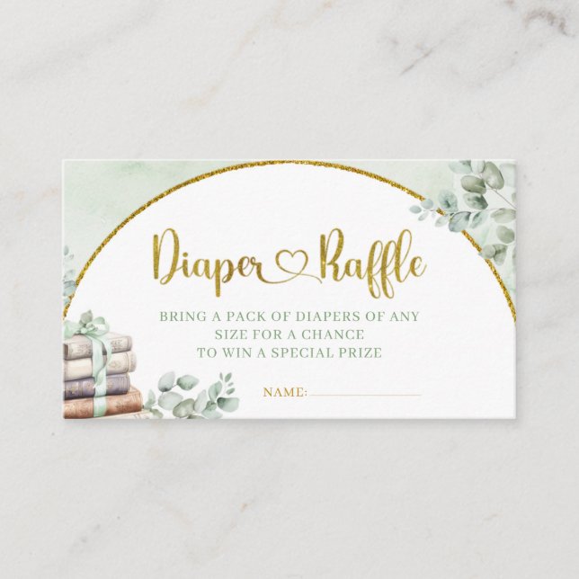 Greenery Sage Storybook Baby Shower Raffle Tilläggskort (Framsida)