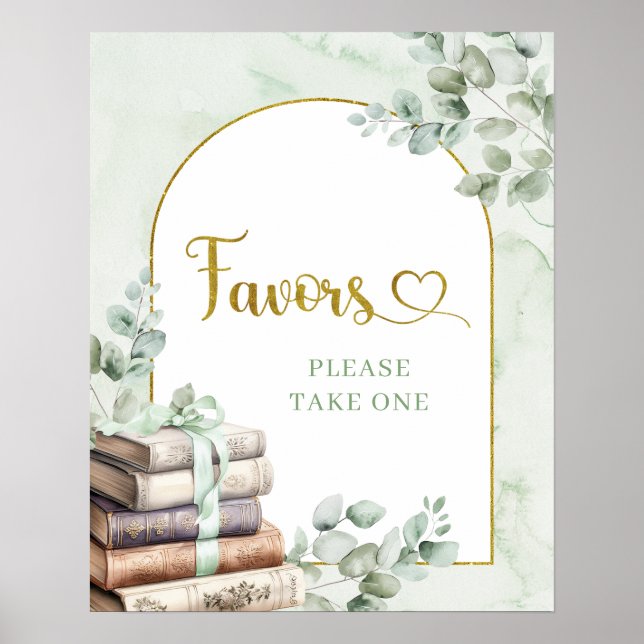 Greenery Sage Storybook Favors Affisch (Framsidan)