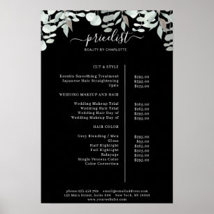 Greenery Salon Pris List Poster