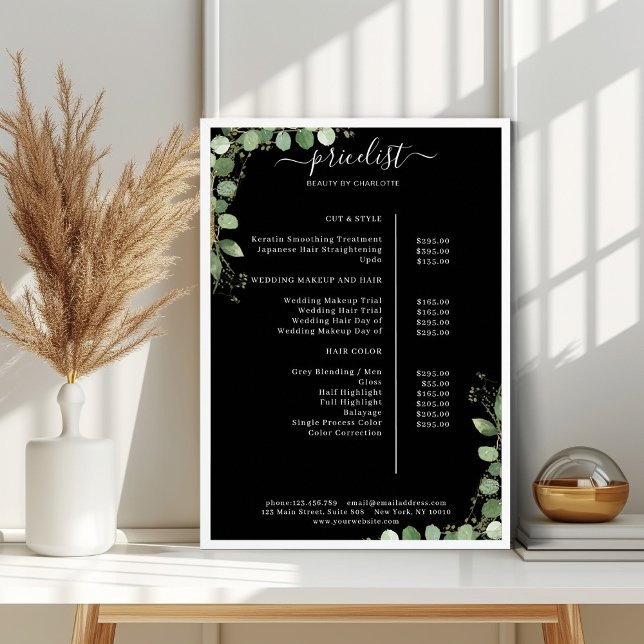 Greenery Salon Pris List Poster (Skapare uppladdad)