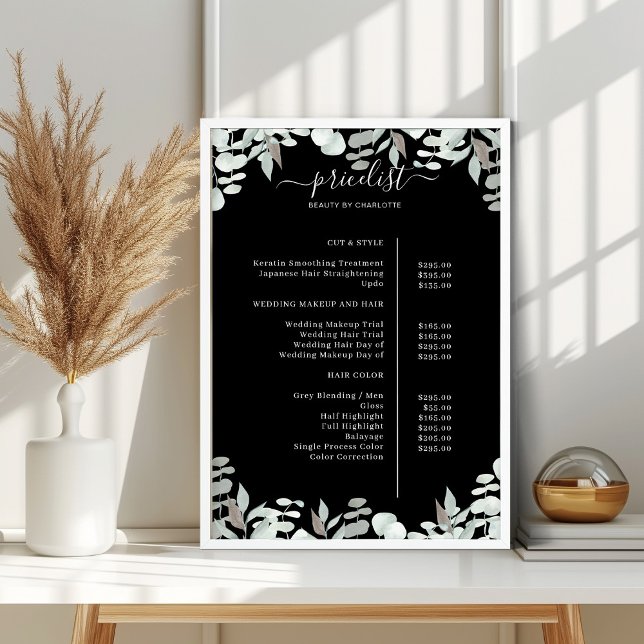 Greenery Salon Pris List Poster (Skapare uppladdad)