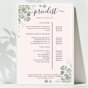 Greenery Salon Prislista Affisch