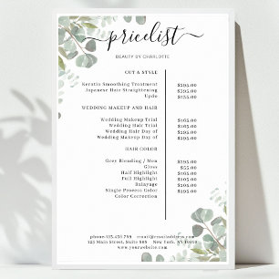 Greenery Salon Prislista Affisch