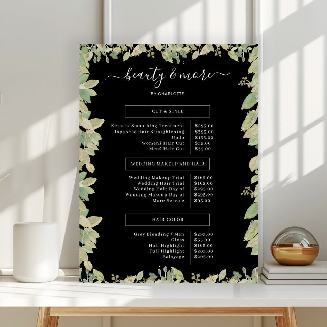 Greenery Salong Prislista    Poster (Skapare uppladdad)