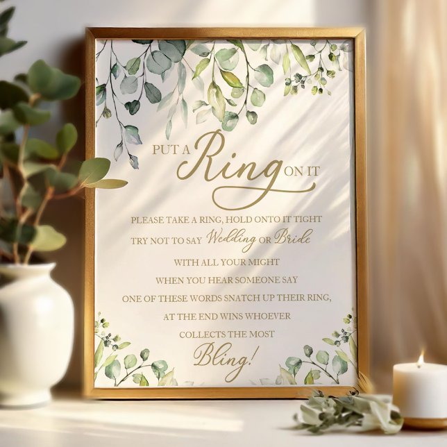 Greenery Sätt en ring på den bröllopsdusch spel Poster (Skapare uppladdad)