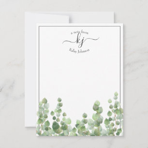 Greenery Script   Från skrivbordet Notkort Tack Kort