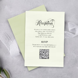 Greenery Script Wedding QR Code Reception Elegant  Tilläggskort