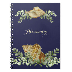Greenery Seashell Nautical Cream Snäckors Coastal Anteckningsbok