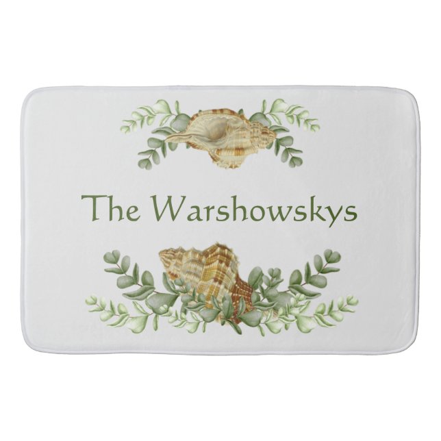 Greenery Seashell Nautical Cream Snäckors Coastal  Badrumsmatta (Framsidan)