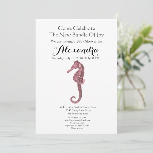 Greenery Seashell Rosa Girl Girl Blommigt Baby Sho (Stående Fram)