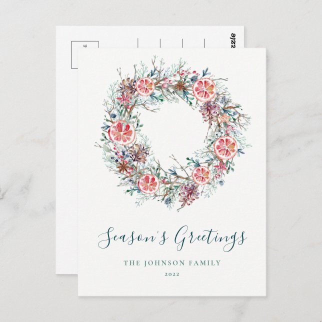 Greenery Season-hälsningar för budgetvinter Vykort (Fram/baksida)