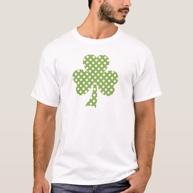 Greenery Shamrock Klöver Polka dots Patrick's Day Tee Shirt (Framsida)