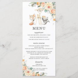 Greenery Shower för Woodland Animals Gult Blommigt Program