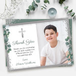 Greenery Silver Glitter Första Heligan Community P Tack Kort<br><div class="desc">Kommuniformen Grey Silver Glitter Första Heligan Foto - tackkort</div>