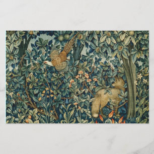 GREENERY,SKOGSDJUR Fox,Fästmedel,Grönt Blommigt Brevpapper