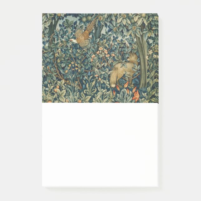 GREENERY,SKOGSDJUR Fox,Fästmedel,Grönt Blommigt Post-it Block (Framsida)