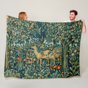 GREENERY,SKOGSDJUR GÄLLER Blommigt-TEMA Fleecefilt