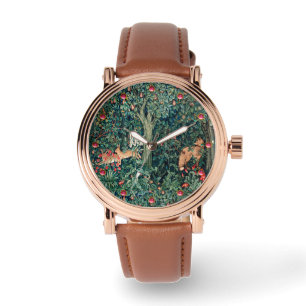GREENERY,SKOGSDJUR Hares,Fox,Grönt Blommigt Armbandsur