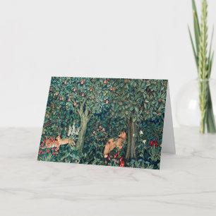 GREENERY,SKOGSDJUR Hares,Fox,Grönt Blommigt Helgkort