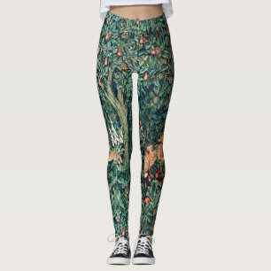 GREENERY,SKOGSDJUR Hares,Fox,Grönt Blommigt Leggings