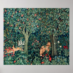 GREENERY,SKOGSDJUR Hares,Fox,Grönt Blommigt Poster