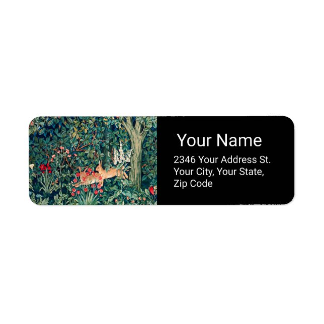 GREENERY,SKOGSDJUR Hares,Gröntens Blommigt Returadress Etikett (Framsidan)