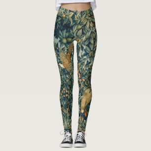 GREENERY,SKOGSDJUR Pheasant,Fox,Grönt Blommigt Leggings