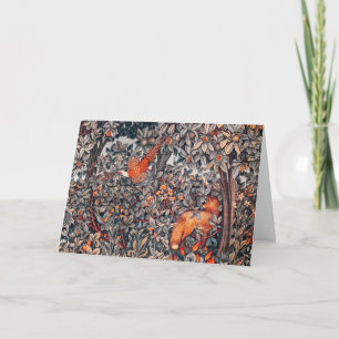 GREENERY,SKOGSDJUR Pheasant,Red Fox, Blommigt Helgkort