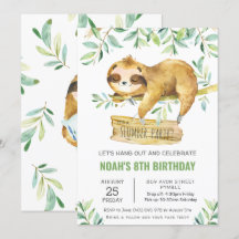 Greenery Sloth Slumber Sleepover Pajama Birthday