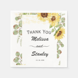 Greenery Solros Eucalyptus String Light Bröllop Pappersservett