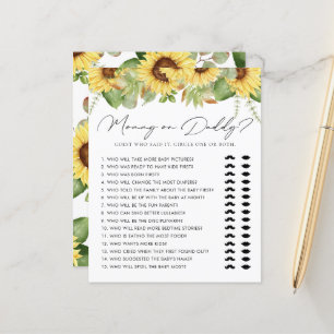 Greenery Solros Mamma eller Baby Shower Game