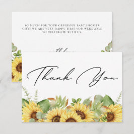 Greenery Solros Tack Baby Shower Kort