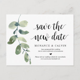 Greenery, Spara New Date, Bröllop uppskjutet Vykort