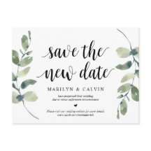 Greenery, Spara New Date, Bröllop uppskjutet