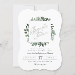 Greenery Squarelett, bouquet vattencolor greenery Inbjudningar